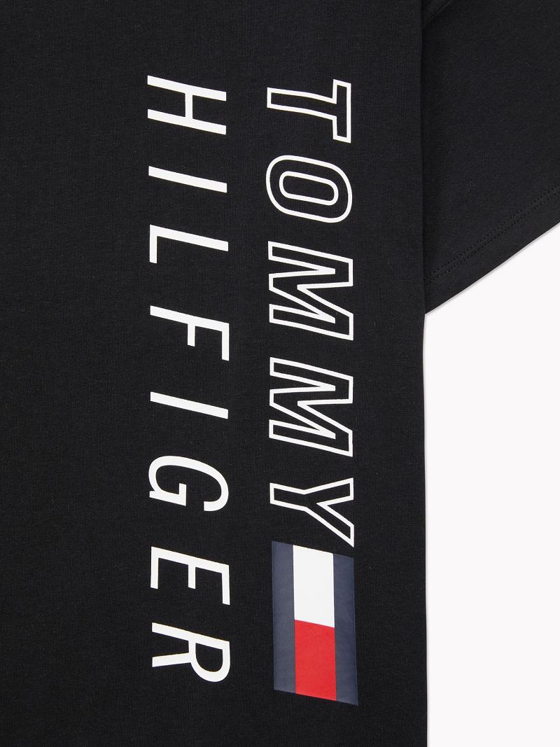 Női Tommy Hilfiger Cropped Logo Póló Fekete | HU 436LIS